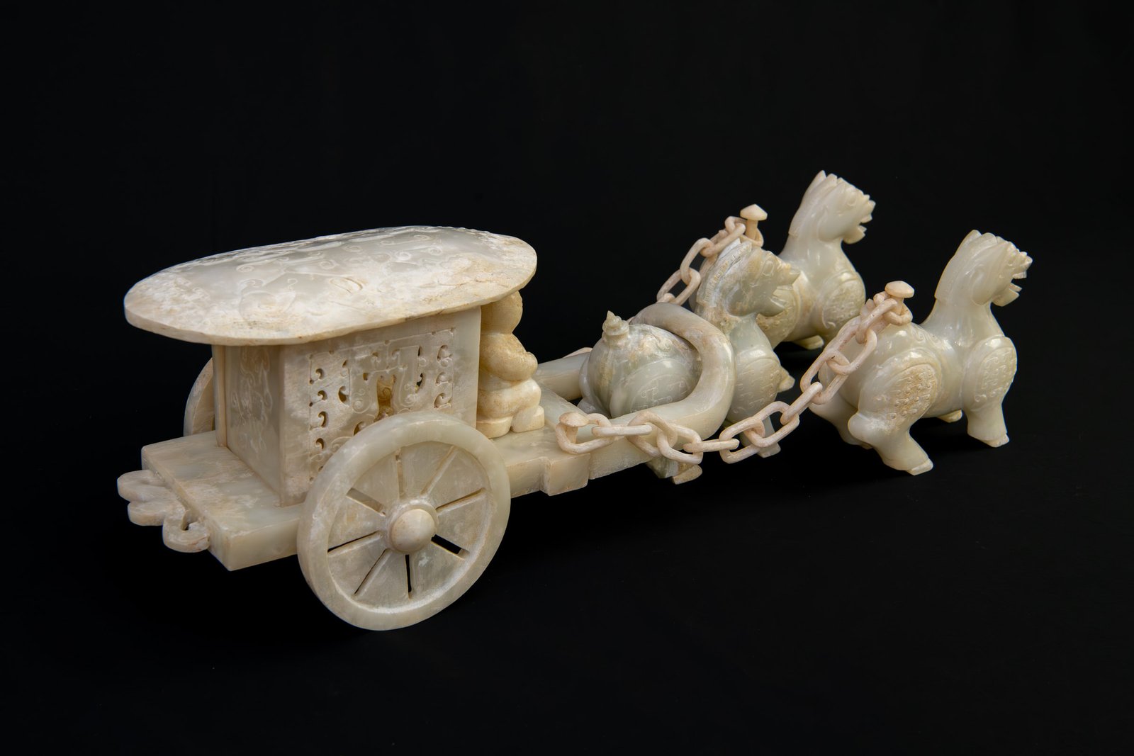 Western Han Dynasty White Jade Horse-Drawn Carriage - Image 2