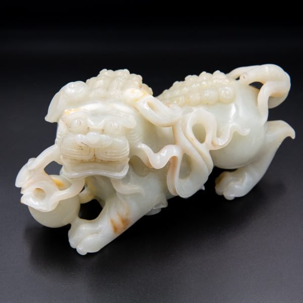 Chinese Jade Carving of a Lion with Ball Ming Dynasty (1368–1644)