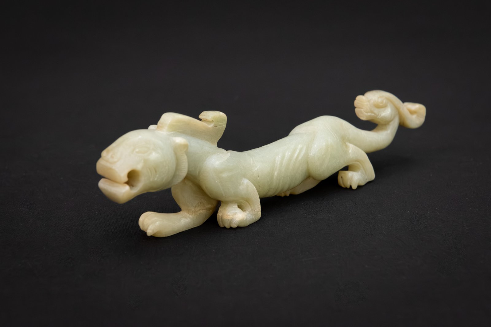 Ming Dynasty Jade Tiger with Dragon Tail China, Ming Dynasty (1368–1644)