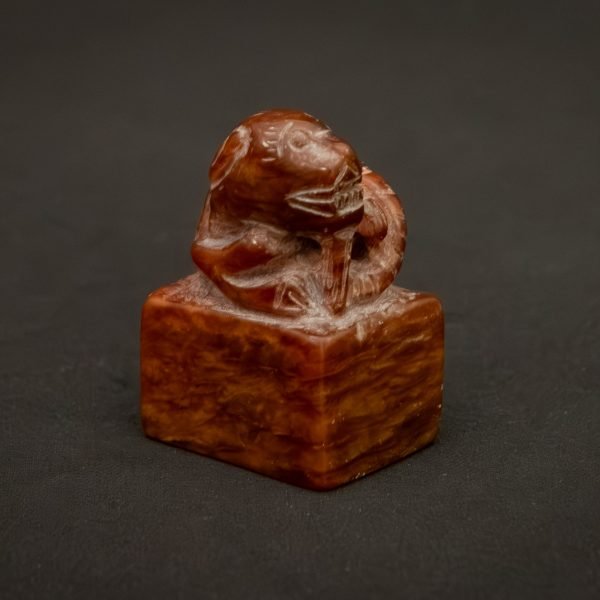 Qing Dynasty Red Jade Seal with Guardian Lion