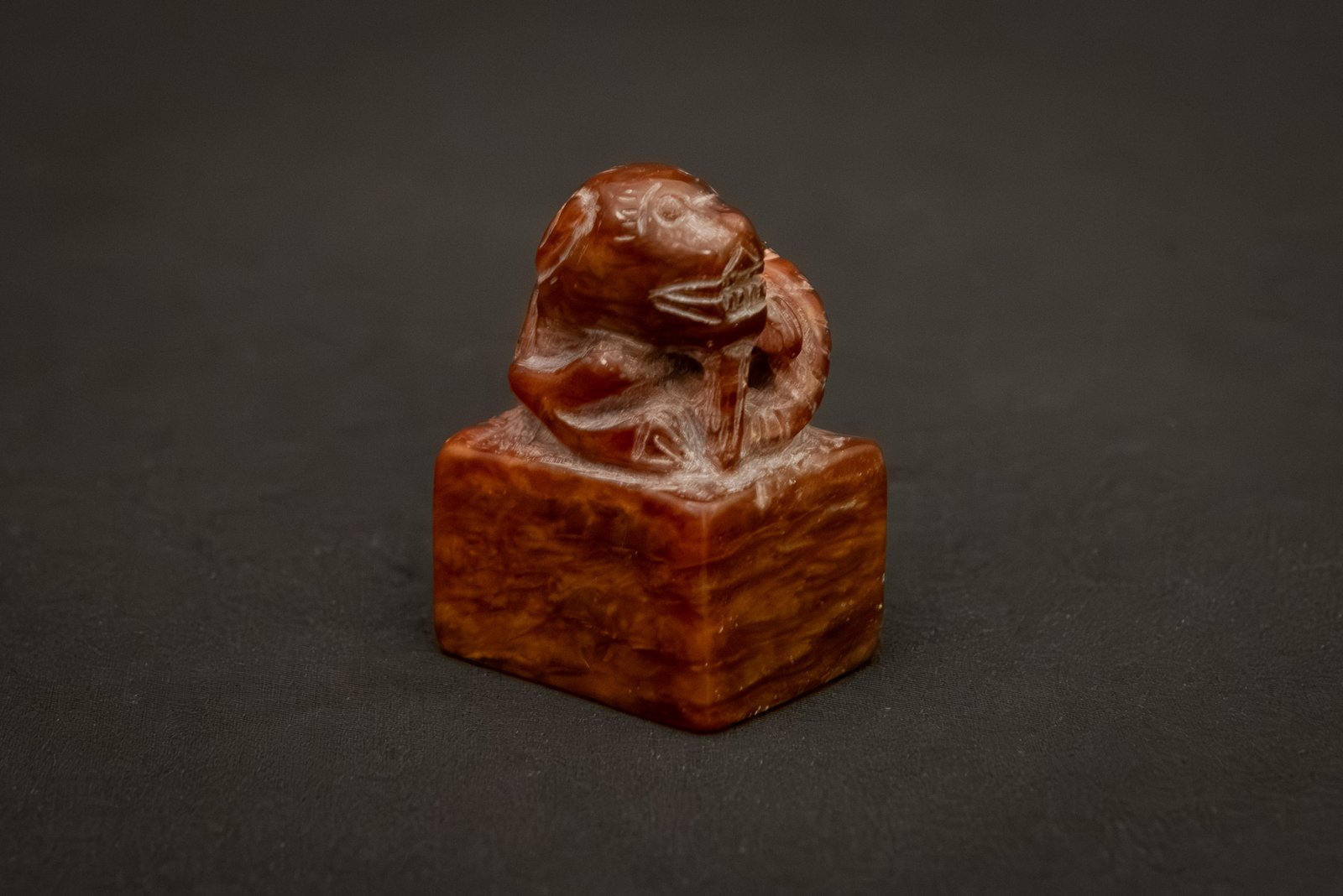 Qing Dynasty Red Jade Seal with Guardian Lion